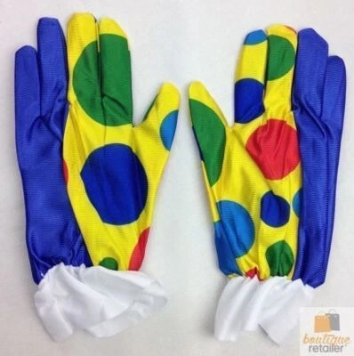 CLOWN GLOVES Costume Fancy Dress Circus Fancy Dress Halloween Funny One Size - image 1 of 4