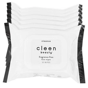 Cleen Beauty Fragrance Free Face Wipes ,6 Pack - Paraben Free, 25 Count Per Pack