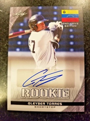 Leaf ExclEd Gleyber Torres 2017 autógrafo de novato Yankees auto comp Bowman cromo Foto 1 de 3