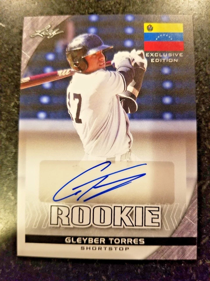 Leaf ExclEd Gleyber Torres 2017 autógrafo de novato Yankees auto comp Bowman cromo Foto 1 de 3
