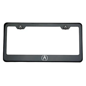 Black Chrome Acura Logo Laser Engraved T304 Stainless Steel License Plate Frame - Picture 1 of 10