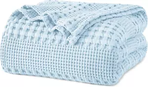 100% Cotton Waffle Weave Blanket King Size, Soft Lightweight Breathable Cozy Bla - Picture 1 of 6