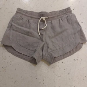 Athleta Women Gray Linen 3" Elastic Waist Drawstring Athletic Shorts Size 0 - Picture 1 of 11