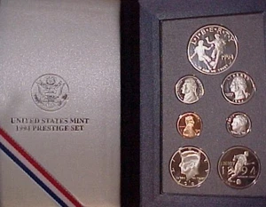 Juego de prueba de prestigio de 7 piezas 1994 Copa Mundial de fútbol 90% dólar de plata en caja original - Imagen 1 de 2