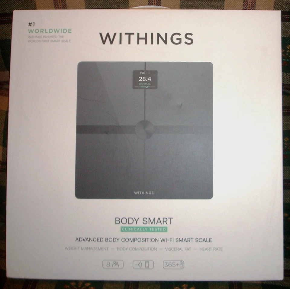 Withings Body Smart Advanced Body Composition Smart Wi-Fi Scale, Black NEW - Image 1 of 1