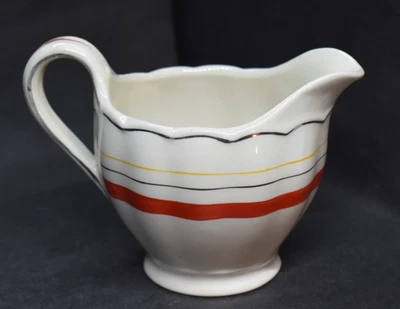 Vintage Grindley Creampetal Cerâmica Creamer 1936-1954 Faixa Vermelha/Laranja - Imagem 1 de 4