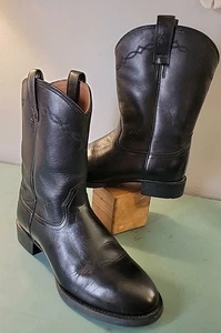 Ariat Black Leather Boots Heritage Roper Style 35501 Mens Size 9 EE Cowboy - Picture 1 of 17