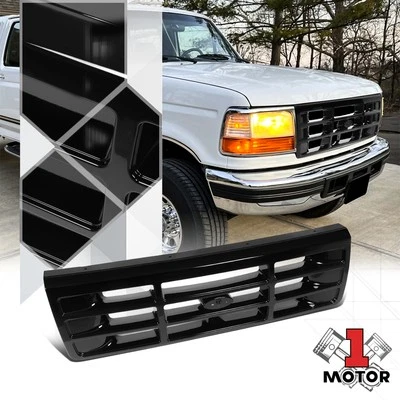 Black OE Style Front Bumper Grille for 92-97 Ford F150/F250/F350/F Super Duty - Image 1 of 4
