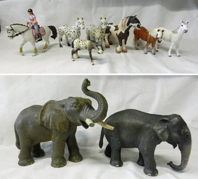 Lot d’animaux Schleich (chevaux, éléphants) et un cheval Papo (avec cavalière) - Photo 1/3