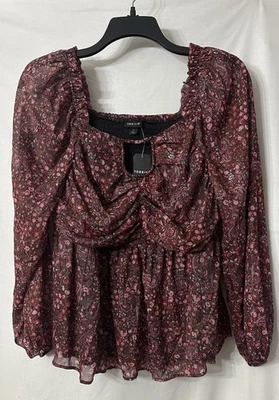 NUEVO CON ETIQUETAS Torrid Peplum Transparente Cerradura Mangas Largas Top Blusa Camisa Plus 1X Foto 1 de 4