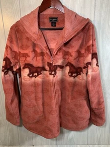 Bit & Bridle Damen Large Full Zip Pink Coral Hoodie Sweatshirt Western Pferd - Bild 1 von 7