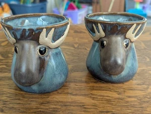 2 Handcrafted Moose Mugs - Picture 1 of 8