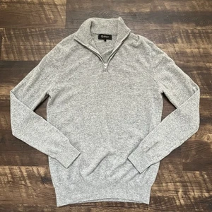 Quince Mens Lightweight Mongolian Cashmere 1/4 Zip Mock Neck Sweater Gray Large - Picture 1 of 10