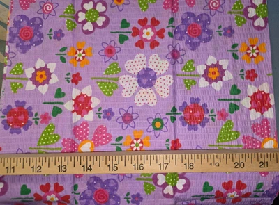Purple Floral Seersucker Craft Sewing Fabric 12 inches NEW Vintage - Image 1 of 2