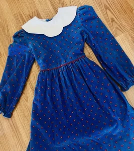 Vintage Hartstrings corduroy Royal Blue dress for girls kids size 6 - Picture 1 of 2