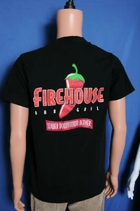 Vintage 90s Firehouse Bar & Grill Denver CO double sided black t shirt M - Picture 1 of 4