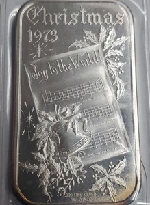 Vintage Silver Bar 1oz. Christmas 1973 - Picture 1 of 4