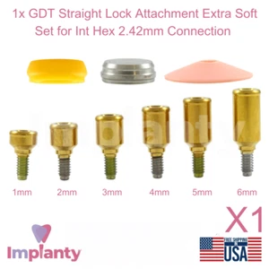1x Dental Straight Lock Attachment Extra Soft Set Titanium Int Hex 2.42mm - Imagen 1 de 12