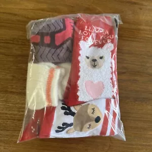 Valentine's Christmas llama socks knee highs SOCKS LOT of 5 Gymboree H&M RED EUC - Picture 1 of 10