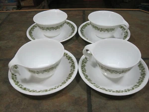 CORELLE ~ 'CRAZY DAISY / SPRING BLOSSOM' ~ HOOK CUPS AND SAUCERS ~ (4) SETS, EUC - Picture 1 of 3