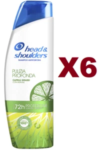 6 PZ HEAD & SHOULDERS PULIZIA PROFONDA CAPELLI GRASSI SHAMPOO ANTIFORFORA 225ML - Foto 1 di 2