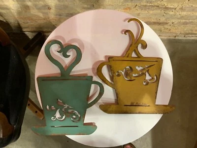 Decoração de parede para xícara de metal rústico "café" - Imagem 1 de 4