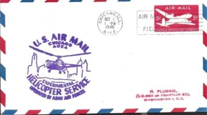 First Airmail Army Helicopter Flight Chicago AMF ILL Oct 1 1946 AAMC#267f - Picture 1 of 1