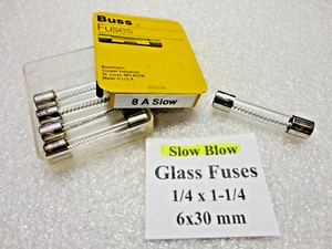 Fusibili in vetro soffiato lento 8 Ampere, 6 x 30 mm 1/4 x 1-1/4 250 Volt, spedizione veloce USA - Foto 1 di 1