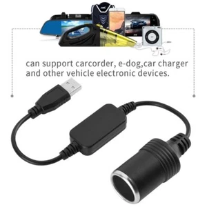 USB Male To 12V Car Cigarette Lighter Female Socket Converter Adapter Cable Cord - Picture 1 of 6