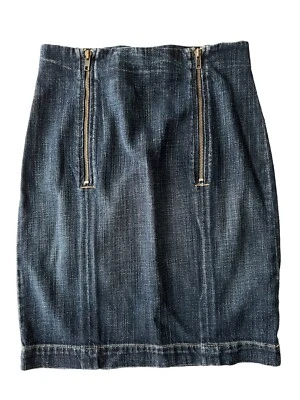 Falda Current Elliott para mujer 2 lápices con cremalleras azul denim Foto 1 de 4