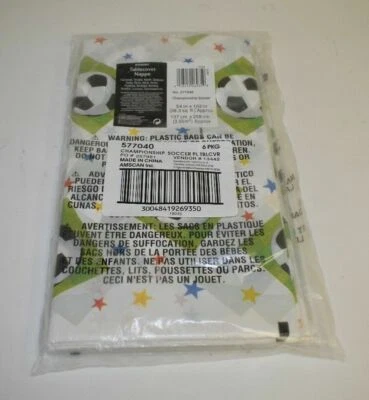 Championship Soccer Plastic Tablecover 54" x 102" Party BBQ - 6 Pack - Image 1 of 3
