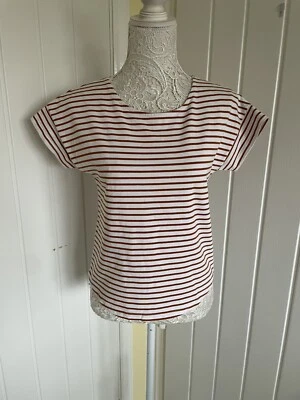 CAMISETA CUADRADA DE SEÑORA LA REDOUTE BLANCA/NARANJA QUEMADA METÁLICA A RAYAS REINO UNIDO TALLA PEQUEÑA Foto 1 de 4