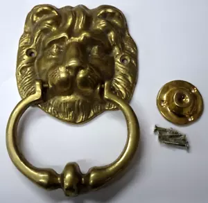 Vintage USed Heavy Brass Lions Head Door Knocker 6.5" tall-Nice - Picture 1 of 2