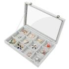  Ice Velvet Clear Lid 12 Grid Jewelry Tray Showcase Removable 12 Grid Tray