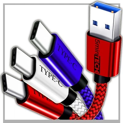 3-PACK  (USB Type C to USB A) - Fast Charger Cable Cord Charging for Phones - Image 1 of 4