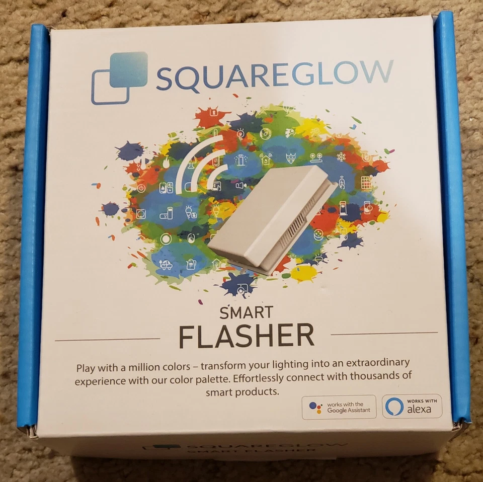 Open Box - SquareGlow Smart Flasher WiFi for Google Assistant or Amazon Alexa