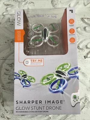 Sharper Image Glow Stunt Drone Rechargeable 2.4 GHz LED Quadcopter - 1012182 - Image 1 of 2