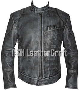 Chaqueta de Cuero de Vaca Negra Envejecida Han Solo para Motociclista El Despertar de la Fuerza - Imagen 1 de 12