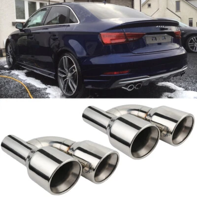 Pair Car Exhaust Pipe Tip 2.5" Inlet 3.5" Outlet Dual Quad For Audi A3 A4 B4 B8 - Изображение 1 из 4