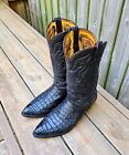 Vintage Nocona Exotic Caiman Skin Cowboy Boots Black Size 11 D Made In USA