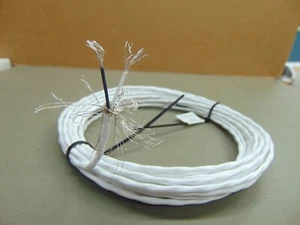 Par trenzado de alambre de teflón PTFE blindado plateado 25 ft 24 AWG SPC blanco negro - Imagen 1 de 4