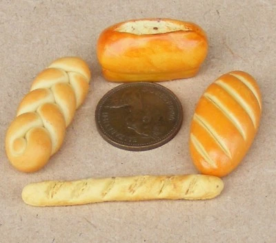 Dolls House 4 Different Loaves Of Bread 1:12 Scale Bakery Loaf Accessory Tumdee - Image 1 of 4