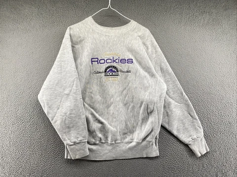 Vintage Trench MLB Colorado Rockies Embroidered Logo Sweatshirt Size L USA Made Cover