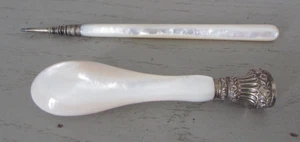 Ensemble cachet à cire et pointeau avec embout dévissable ? manches en nacre - Bild 1 von 10