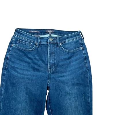 NYDJ JEANS WOMENS 6 Ami Skinny Distressed Blue Denim Inseam 28 Distressed - Image 1 of 4