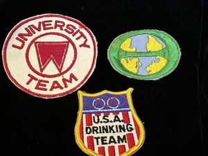 Lot 3 Vintage 60's-70's Assorted Sizes Sew On Iron embroidered Patches Appliqués - Picture 1 of 4