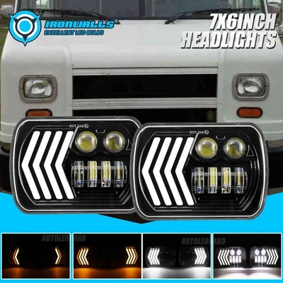 7x6" Headlight DRL Flowing Turn Signal For Freightliner MT35 MT45 MT55 Step Van - Image 1 of 4