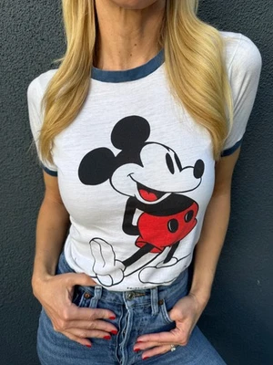 CAMISETA VINTAGE AÑOS 70 MICKEY MOUSE TIMBRE TALLA S DISNEY WORLD DISNEYLAND PAPEL DELGADA Foto 1 de 4
