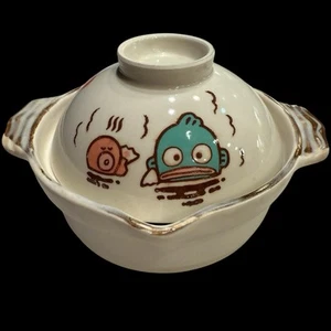 Vintage Sanrio 1985 Hangyodon Mini Tontopf & Suppenschüssel Deckel 18 x 9 cm Japan selten - Bild 1 von 20