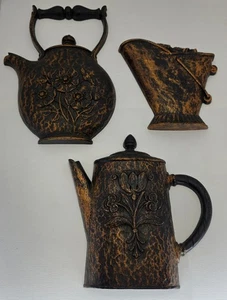 Juego de 3 teteras y café decoración de pared Homco de colección con cubo de cenicero granja rústica - Imagen 1 de 20